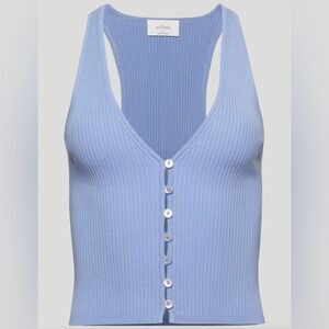 Aritzia Wilfred Soft Blue Ribbed Knit Affinity Top Size Small